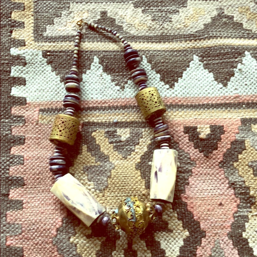 AMAZING Tribal brass and purple bead necklace🌸